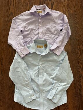 ☮️☮️ CLASSIC CLUB by Dillards Light Blue & Lavender Button-Down Shirts - 2 Pack